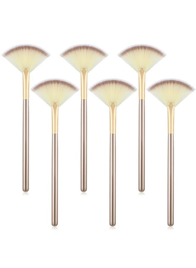 Maitys 6 Pieces Fan Mask Brushes Soft Fan Facial Mask Applicator Tools Brush Makeup Brushes Cosmetic Tools With Handle For Peel Mask Makeup Women(Champagne Hair) - Image 1