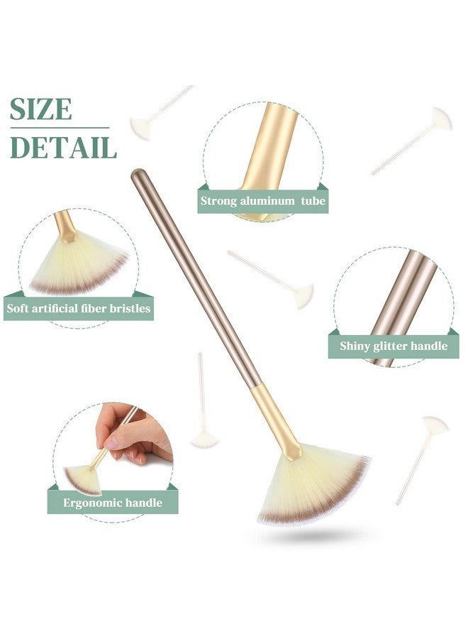 Maitys 6 Pieces Fan Mask Brushes Soft Fan Facial Mask Applicator Tools Brush Makeup Brushes Cosmetic Tools With Handle For Peel Mask Makeup Women(Champagne Hair) - Image 3
