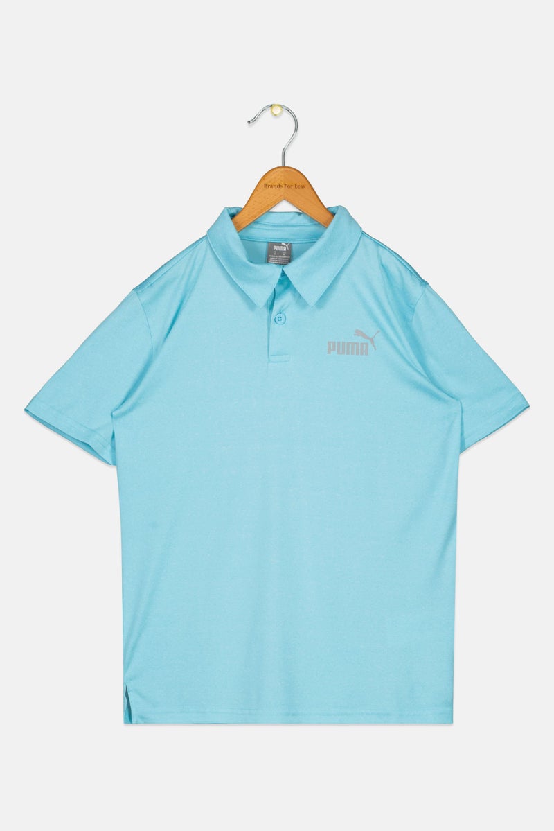 PUMA Kids Boy Sportswear Fit Short Sleeve Training Polo Shirt, Light Blue - Image 3