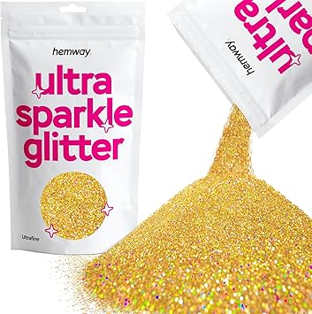 Hemway Ultra Sparkle Glitter Gold Holographic Metallic Flakes for Resin Epoxy Crafts Supplies for Tumblers Festival Hair Face Body Eye Nail Art Decoration 100 g - Image 1