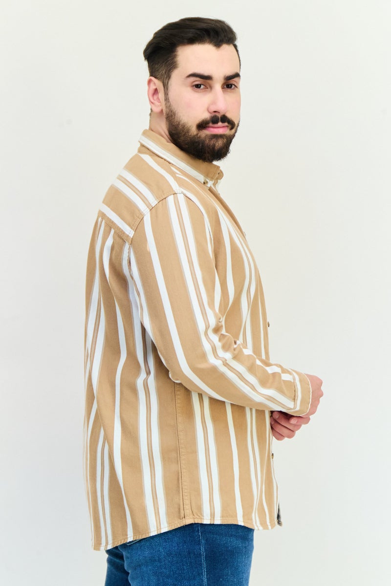 Celio Men Regular Fit Long Sleeve Stripe Casual Shirt, Multicolor  - Image 2
