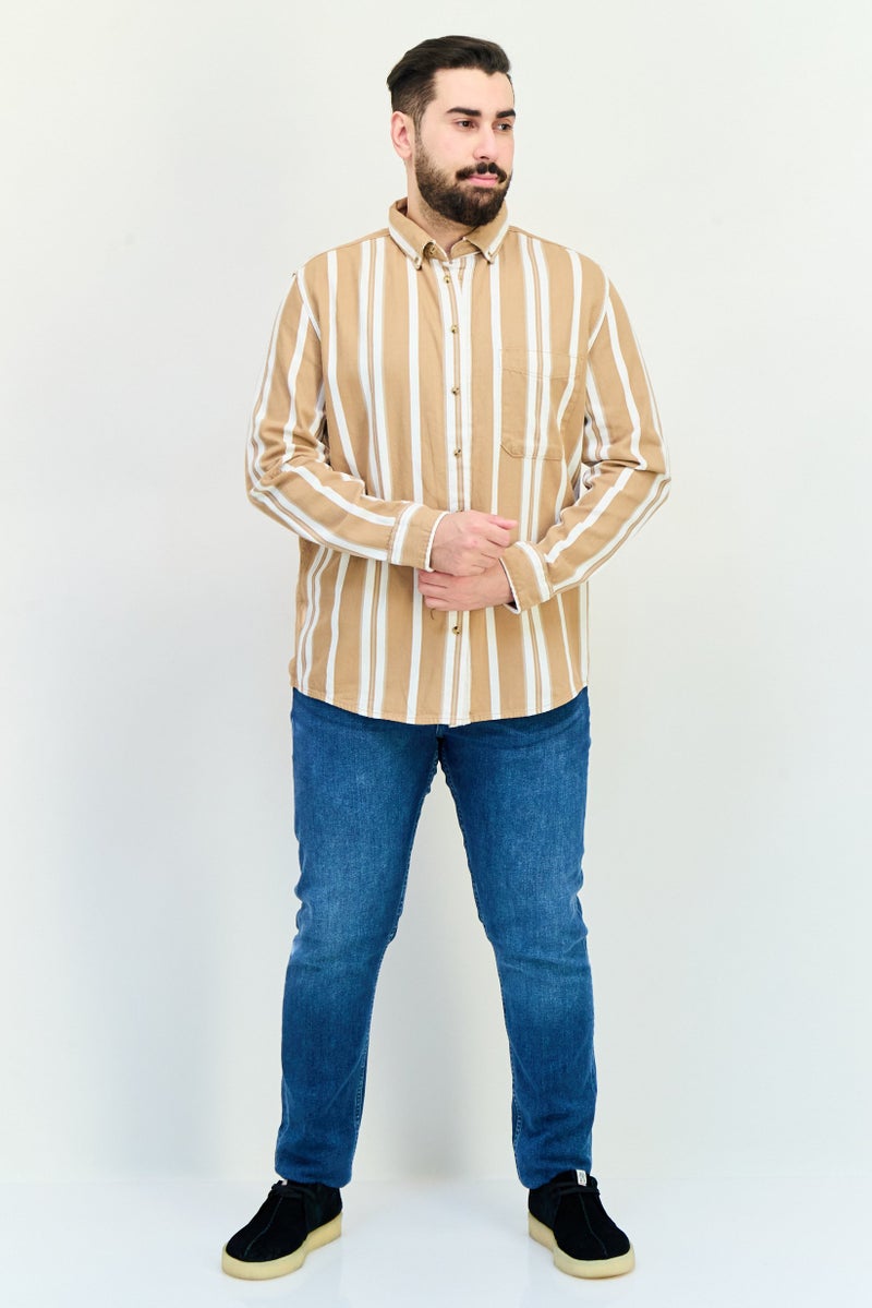 Celio Men Regular Fit Long Sleeve Stripe Casual Shirt, Multicolor  - Image 4