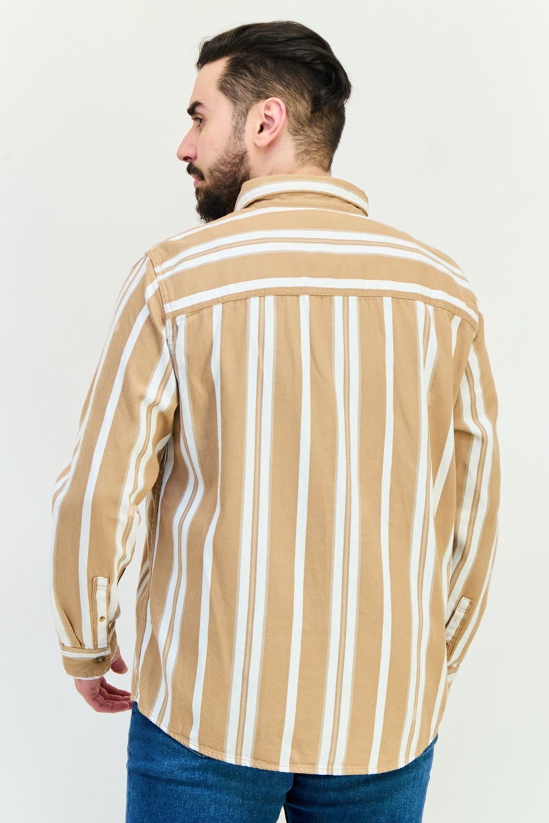 Celio Men Regular Fit Long Sleeve Stripe Casual Shirt, Multicolor  - Image 3