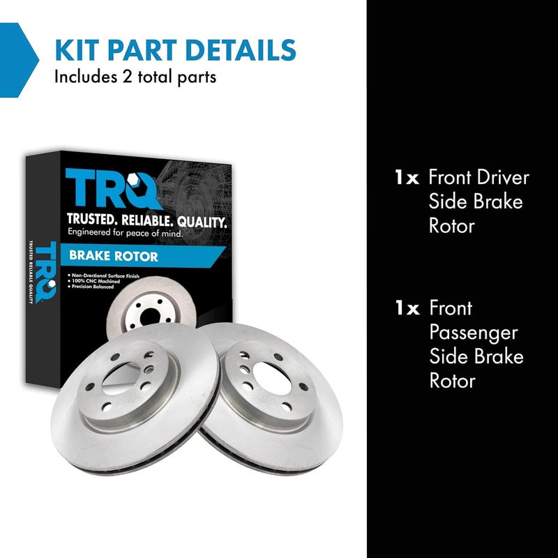TRQ Front Brake Rotor Set Vented Compatible with 2014-2021 Mini Cooper 2016-2019 Cooper Clubman - Image 2