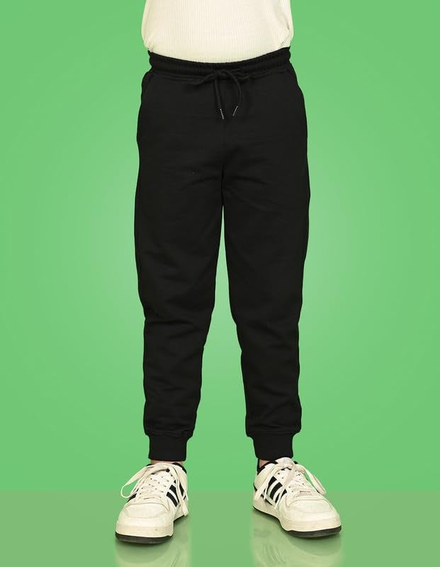 Nusyl Black Solid Color Kids Unisex Treck Pants (NUUPJOG0001) - Image 5