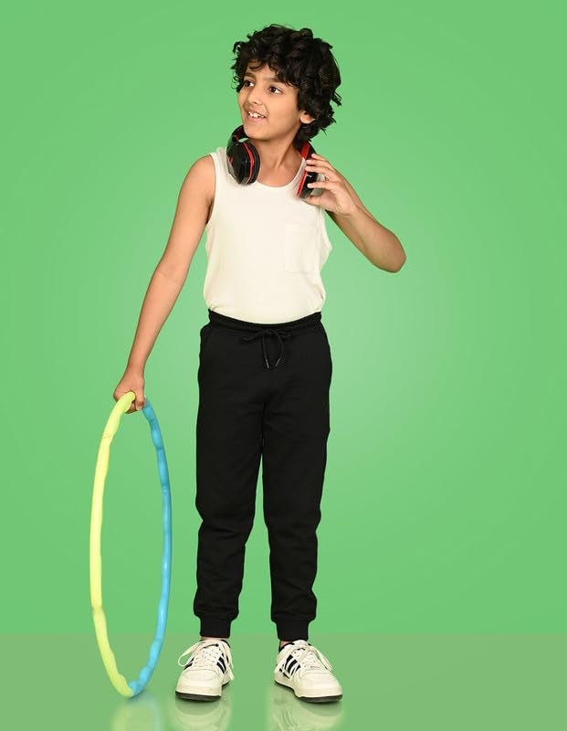 Nusyl Black Solid Color Kids Unisex Treck Pants (NUUPJOG0001) - Image 4