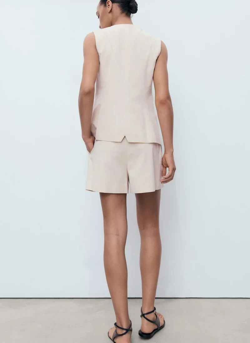 MANGO Pleated Suit Shorts