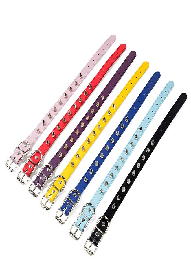 Weimostar Spiked Dog Collar for Small Dogs, Soft Pu Leather Rivet Spike Stud Studded Cat Collars Adjustable for XS Small Breed Pet Teacup Mini Tiny Girl Boy Puppy Kitten Light Blue S - Image 5