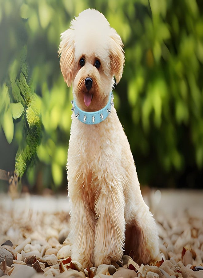 Weimostar Spiked Dog Collar for Small Dogs, Soft Pu Leather Rivet Spike Stud Studded Cat Collars Adjustable for XS Small Breed Pet Teacup Mini Tiny Girl Boy Puppy Kitten Light Blue S - Image 3