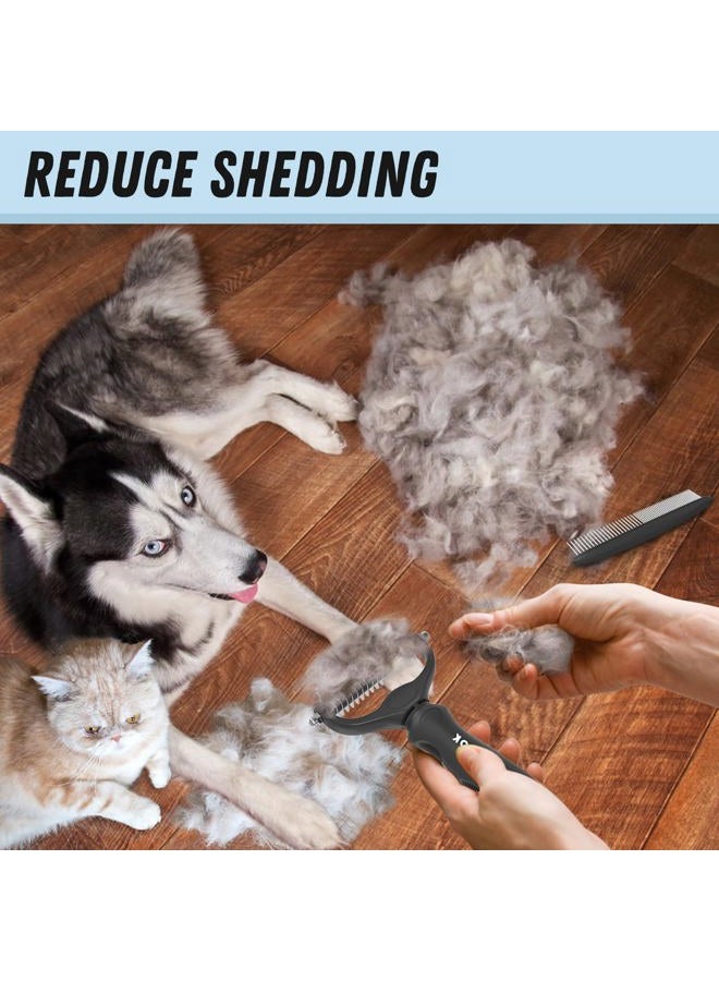 Docrok Pet Grooming Combo: Undercoat Rake, Dematting Deshedding Brush for Long-Haired Dogs and Cats, Black - Image 5