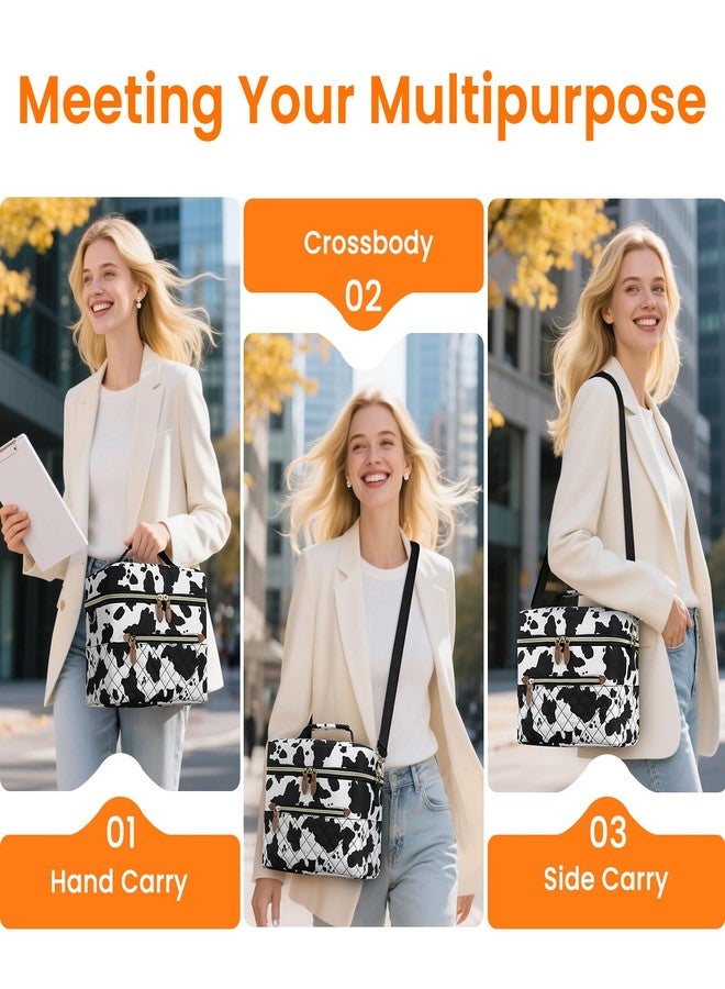 Tenot Insulated Lunch Box for Women Reusable, Leak Proof Cooler Lunch Bag Women for Work Stylish Quilted Lunch Tote Bag for Adult Picnic Travel Hiking Cow Print - Image 4