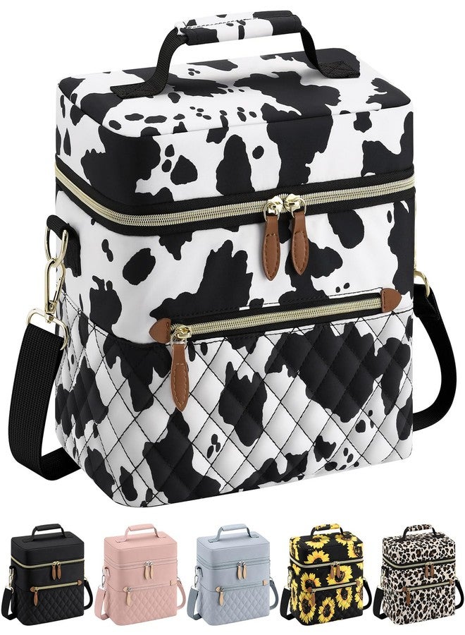 Tenot Insulated Lunch Box for Women Reusable, Leak Proof Cooler Lunch Bag Women for Work Stylish Quilted Lunch Tote Bag for Adult Picnic Travel Hiking Cow Print - Image 1