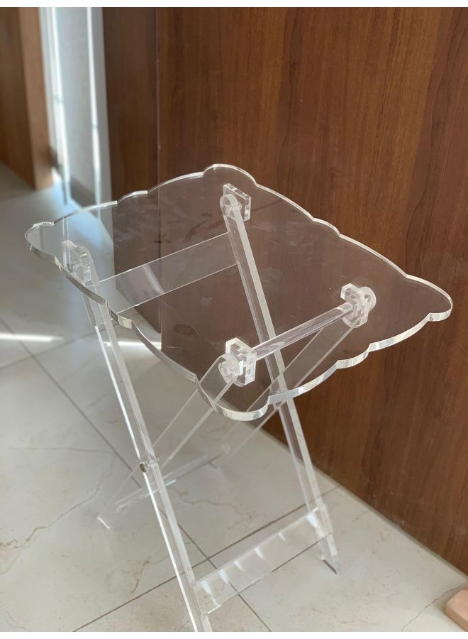 Horoof Market Horoof Home® Clear Acrylic Side Table – Modern Foldable Bedside Table, Minimalist End Table for Living Room, Bedroom, and Office – 45L x 35W x 53H cm, QT072