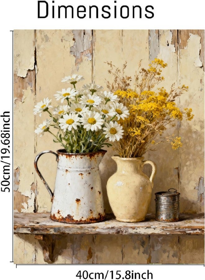 askkqtx Vintage Flowers Paint by Numbers Kit for Adults, Daisy Paint by Numbers for Beginner, DIY Oil Painting by Number on Canvas for Home Decor Gifts 16x20 Inch - Image 2