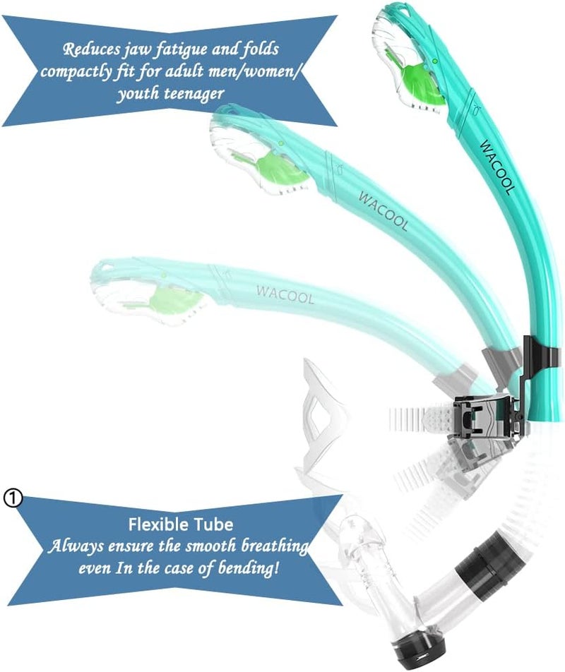 WACOOL Training Headstrap Support Dry Top Snorkel Tube Comfortable Mouthpiece One-Way Purge Valve for Pool Open Water Scuba Lap Swimming Swimmer Diving Snorkeling - Image 3