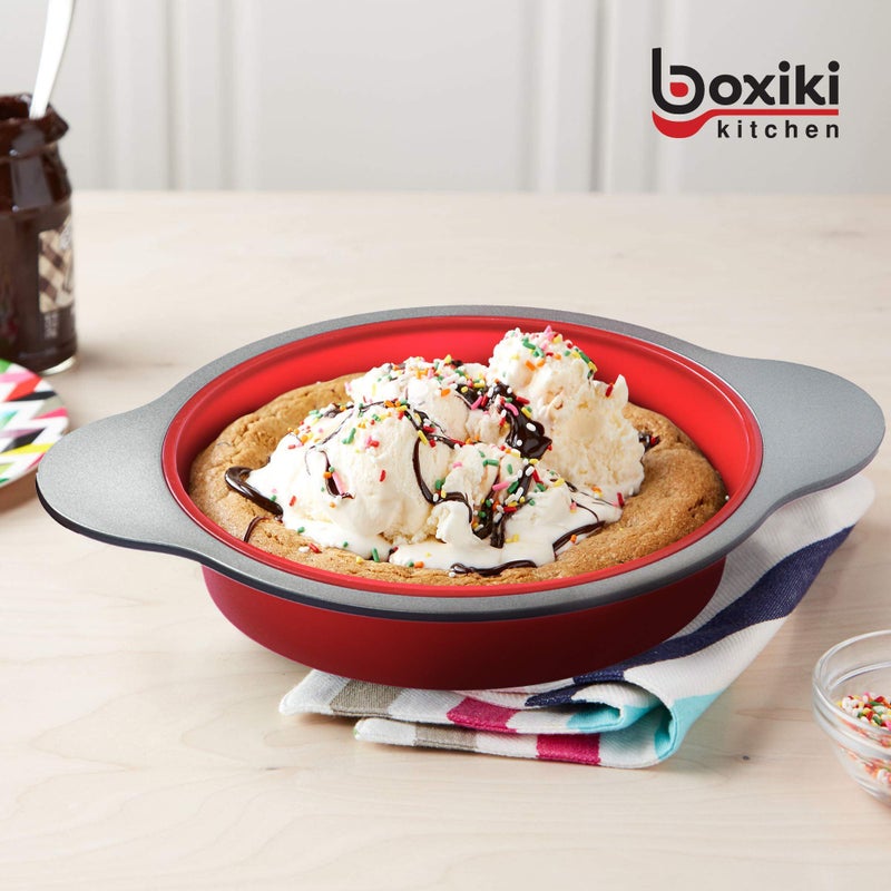 Boxiki Kitchen صينية كعكة دائرية غير لاصقة من سيليكون 9 بوصة مع مقHandles حديدية من بوكيكي كيتشن - مثالية لخبز الكعك الدائري اللذيذ - Image 5