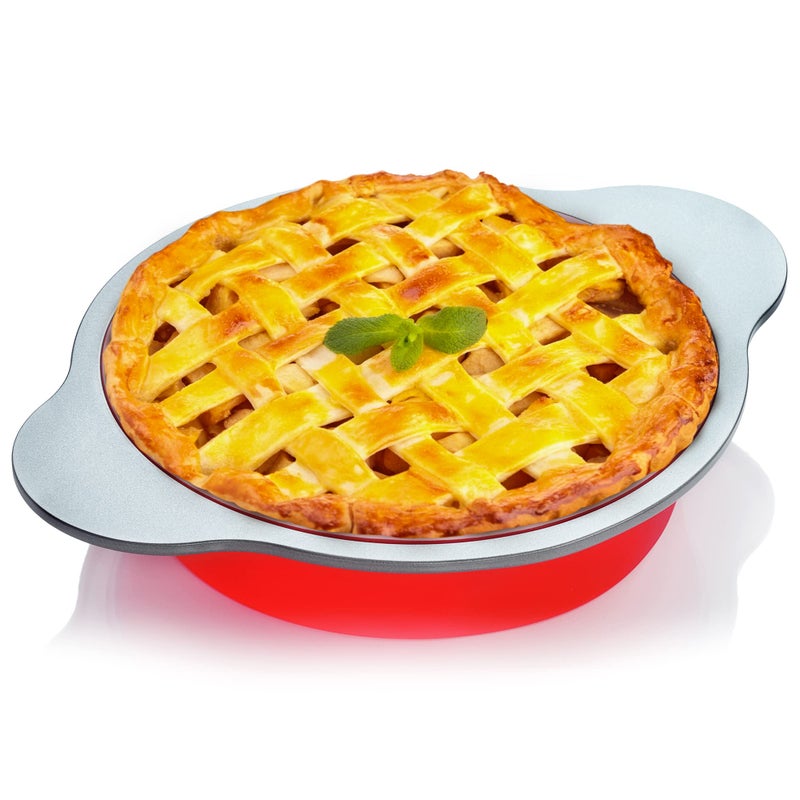 Boxiki Kitchen صينية كعكة دائرية غير لاصقة من سيليكون 9 بوصة مع مقHandles حديدية من بوكيكي كيتشن - مثالية لخبز الكعك الدائري اللذيذ - Image 1