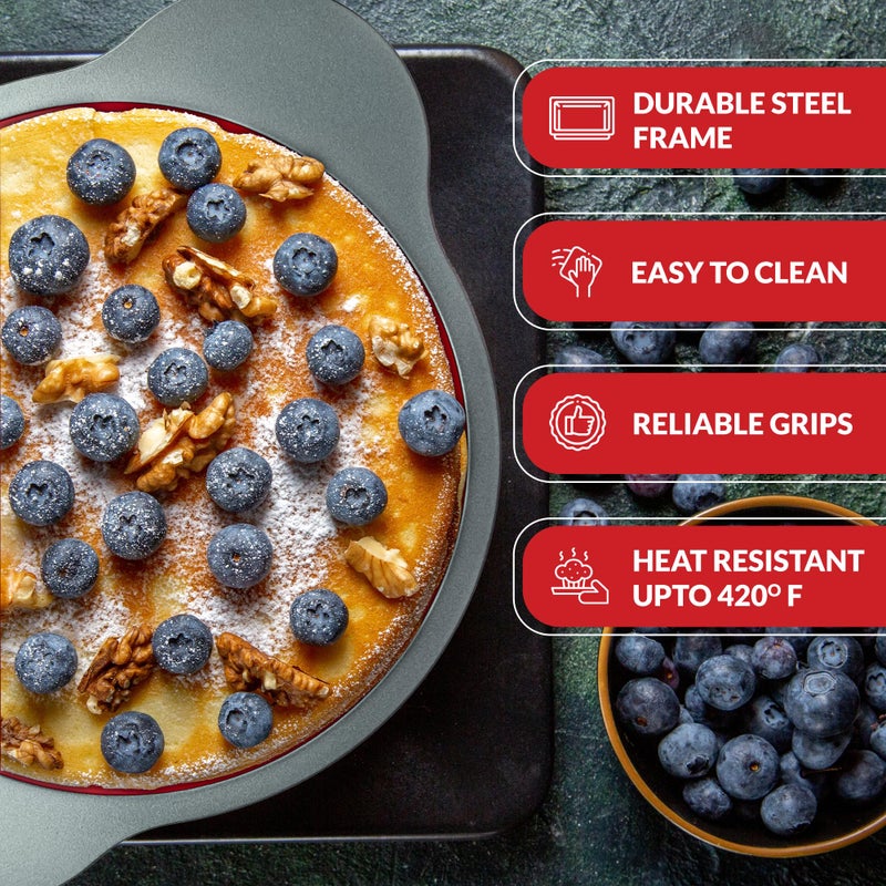 Boxiki Kitchen صينية كعكة دائرية غير لاصقة من سيليكون 9 بوصة مع مقHandles حديدية من بوكيكي كيتشن - مثالية لخبز الكعك الدائري اللذيذ - Image 2