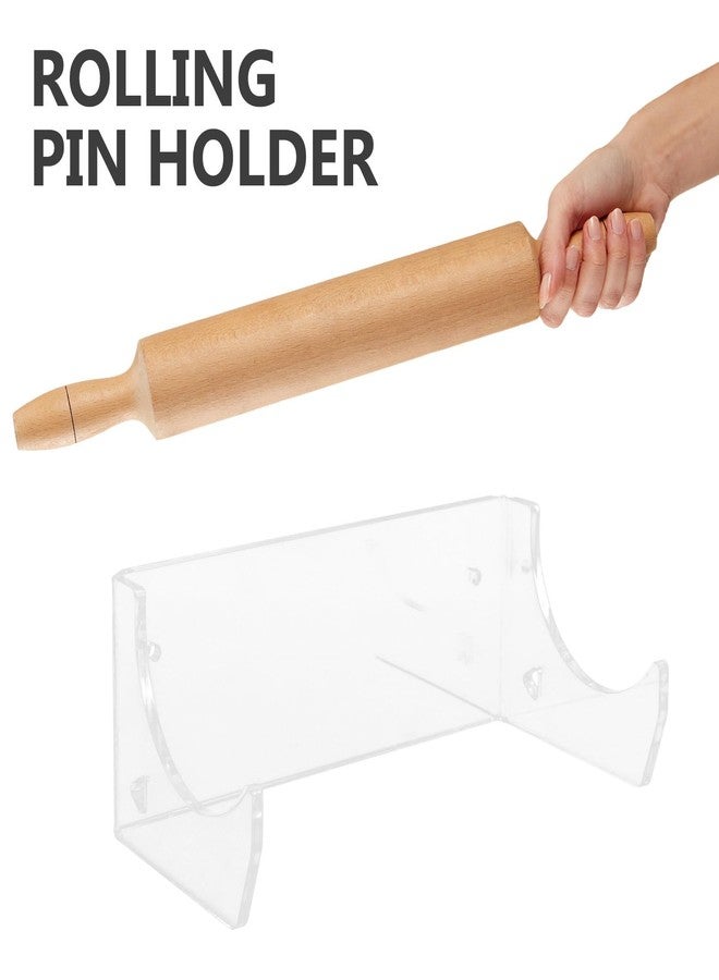 LABRIMP 2pcs Wall Mounted Rolling Pin Holder Acrylic Display Rack for Kitchen Storage Transparent Wall Hanger for Rolling Pins and Multipurpose Use Sturdy Design for Organized Cooking Space - Image 3