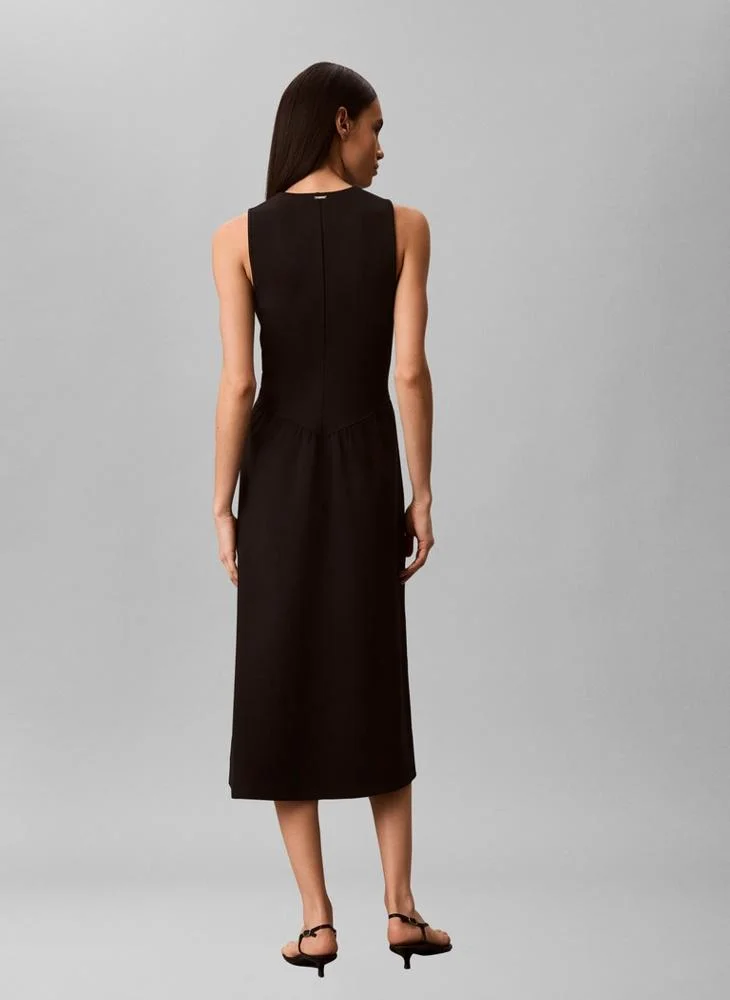 كالفن كلاين Fit and Flare Sleeveless Midi Dress