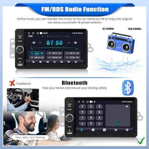 AMprime [2+64G] Car Stereo Radio for Chevy Chevrolet Silverado SSR Tahoe 2003-2006 Impala Tahoe GMC Sierra Yukon Hummer H2 with Wireless Carplay,7” Android Car Radio with BT FM/RDS EQ WiFi GPS SWC Plug&Play - Image 5