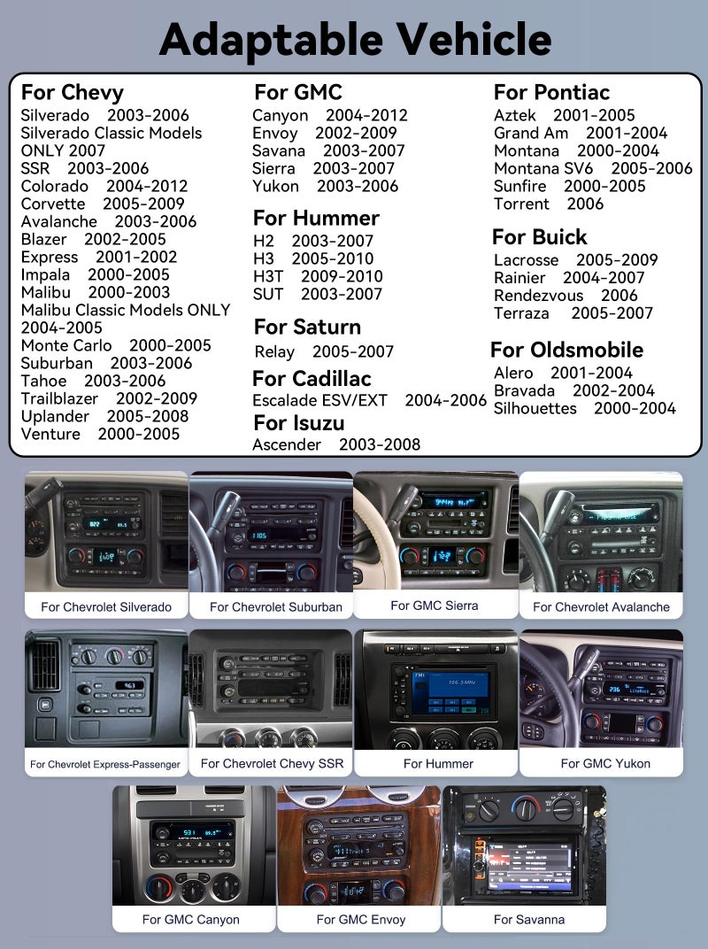 AMprime [2+64G] Car Stereo Radio for Chevy Chevrolet Silverado SSR Tahoe 2003-2006 Impala Tahoe GMC Sierra Yukon Hummer H2 with Wireless Carplay,7” Android Car Radio with BT FM/RDS EQ WiFi GPS SWC Plug&Play - Image 2