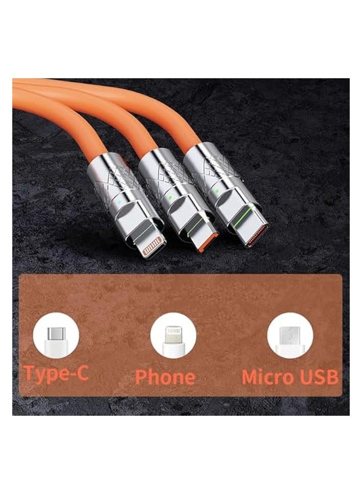Oatsbasf Multi Charging Cable, 3 in 1 USB Charging Cable with Type C, Micro USB, Phone Port, Compatible Cell Phones Tablets Universal Use (4ft/Orange) - Image 4