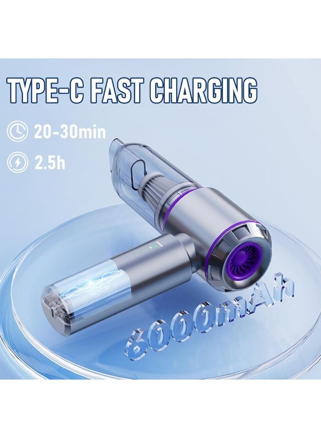 X الإصدار مكنسة سيارة 2 في 1 – مكنسة يدوية ومضخة هواء مضغوط مكنسة سيارة قوية بـ 3 سرعات وسحب 16,000 باسكال، مع منفاخ غبار كهربائي للإلكترونيات، السيارة، المطبخ، الكمبيوتر (رمادي مع بنفسجي)          Ask ChatGPT - Image 2