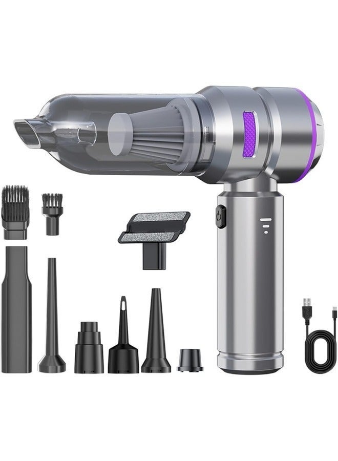 XVersion Car Vacuum 2-in-1 Handheld Vacuum Cleaner & Compressed Air Duster. Car Vacuum Cleaner Strong, 3-Speed 16,000PA & Electric Dust Blower for Electronics, Car, Kichen, PC (Gray with Purpel) - Image 1