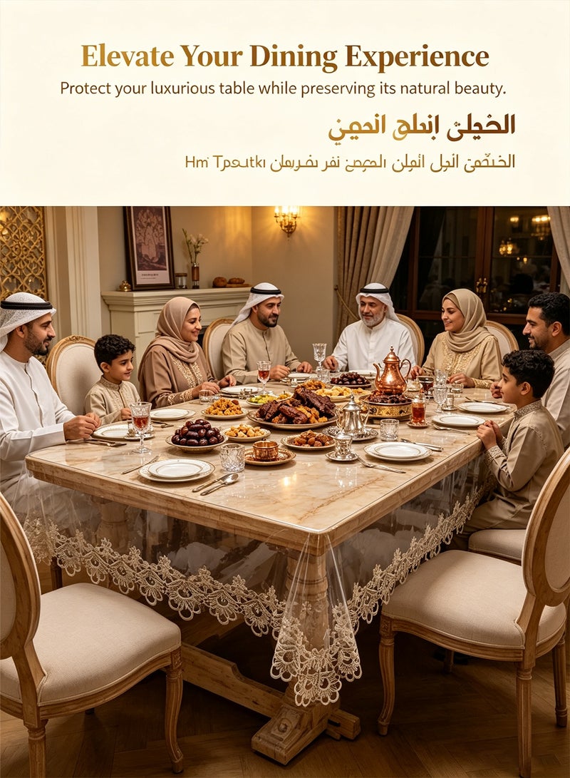 باور واقي من القماش الشفاف من الفينيل مقاوم للماء شديد التحمل غطاء طاولة شفاف مقاوم للزيت ومقاوم للبقع قابل للمسح وسادة مكتب زجاجية ناعمة للطاولة لتناول الطعام والمطبخ والمكتب - Image 3