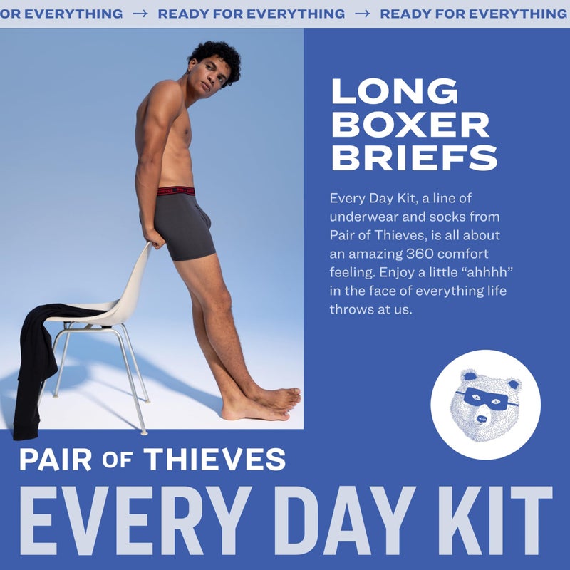 Pair of Thieves Everyday Soft Cotton Long Boxer Briefs for Men 4-Pack | Comfortable Fit, Durable Fabric + Classic Style | Navy, Large - Image 2