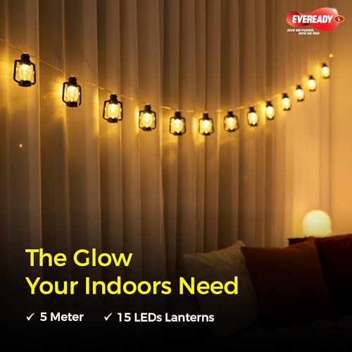 Eveready Utsav, 5 Meter Lantern String Light, 15 LED Lanterns, Indoor String Lights, Decoration for Diwali, Christmas, Wedding, New Year and Home, Pack of 1 - Image 3