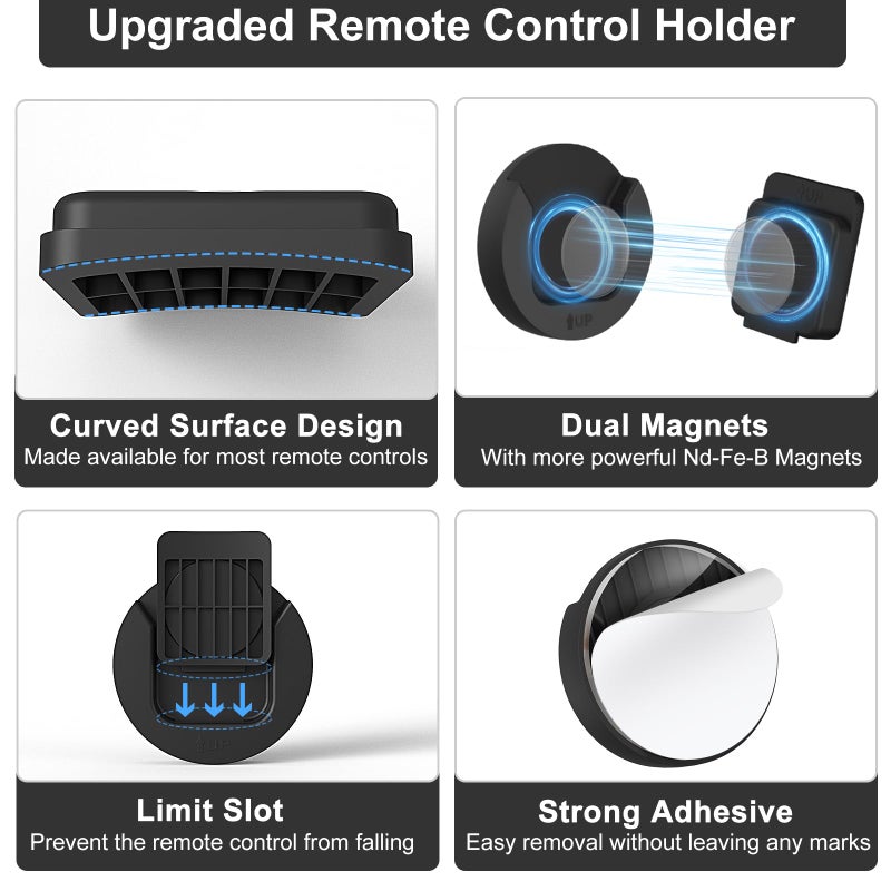YYILIS Magnetic Remote Control Holder Wall Mount, Self-Adhesive Bedside Caddy for TV Backside/Bedroom/Office/RV Home Organizer Storage (Black 6) - Image 4