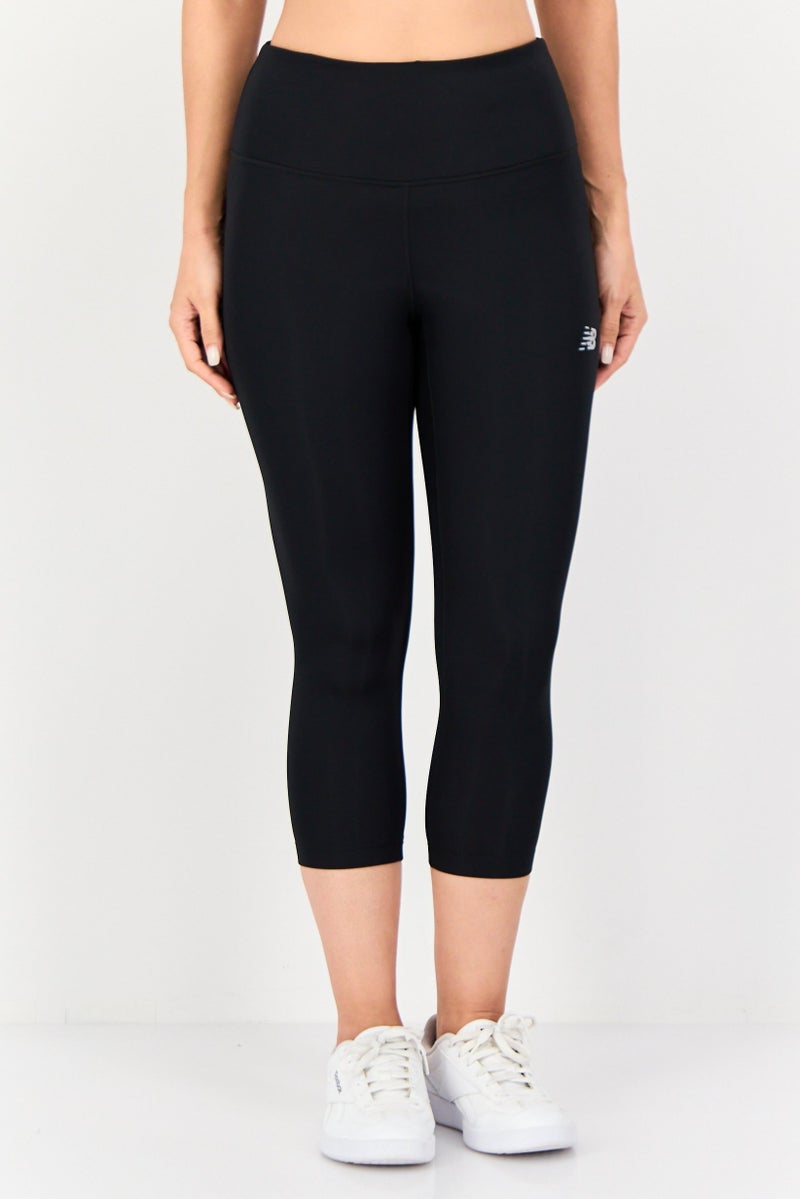 New Balance Women Fitted Fit Brand Logo Training Capri Tights, Black - Image 1
