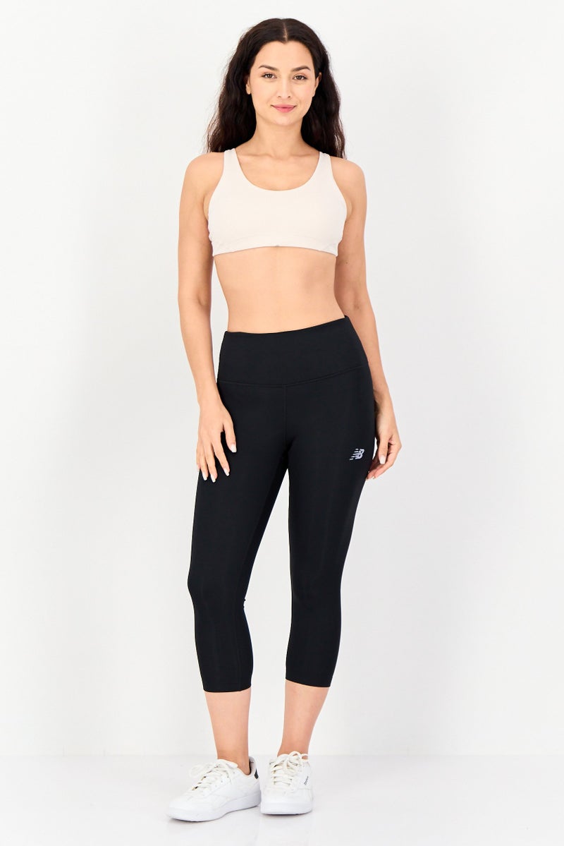 New Balance Women Fitted Fit Brand Logo Training Capri Tights, Black - Image 4