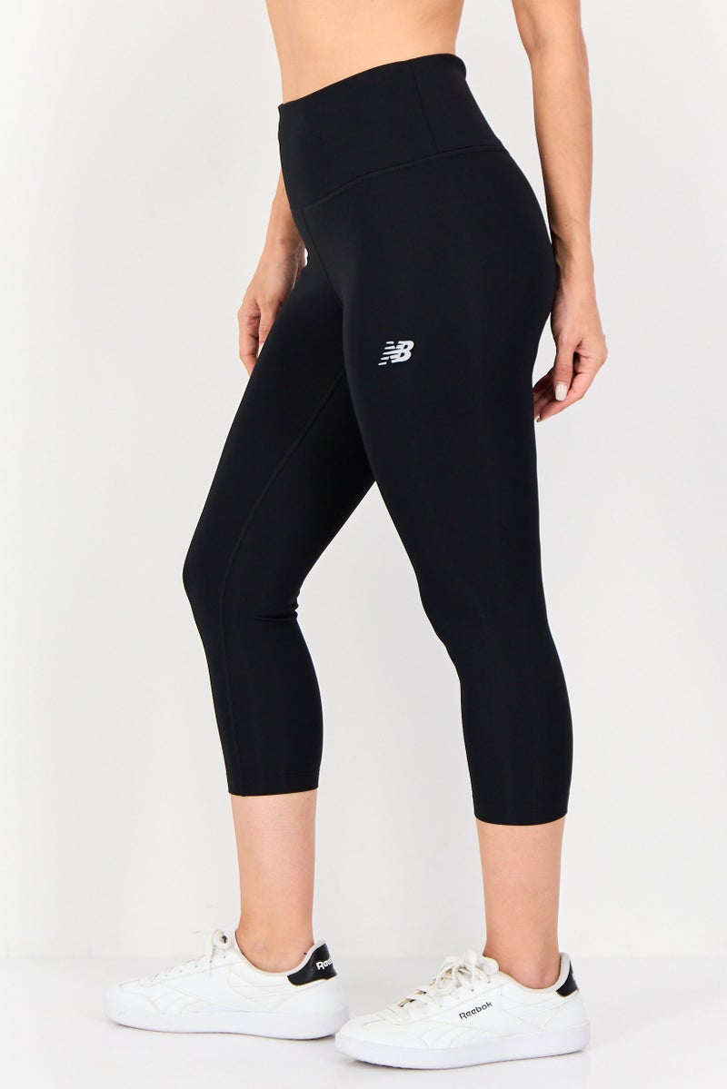 New Balance Women Fitted Fit Brand Logo Training Capri Tights, Black - Image 2