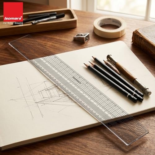 Isomars Gridding Ruler Scale 18 Inch | Transparent Measuring Tool for Pattern Making, Tailoring, Garment Design & Drafting - Image 3