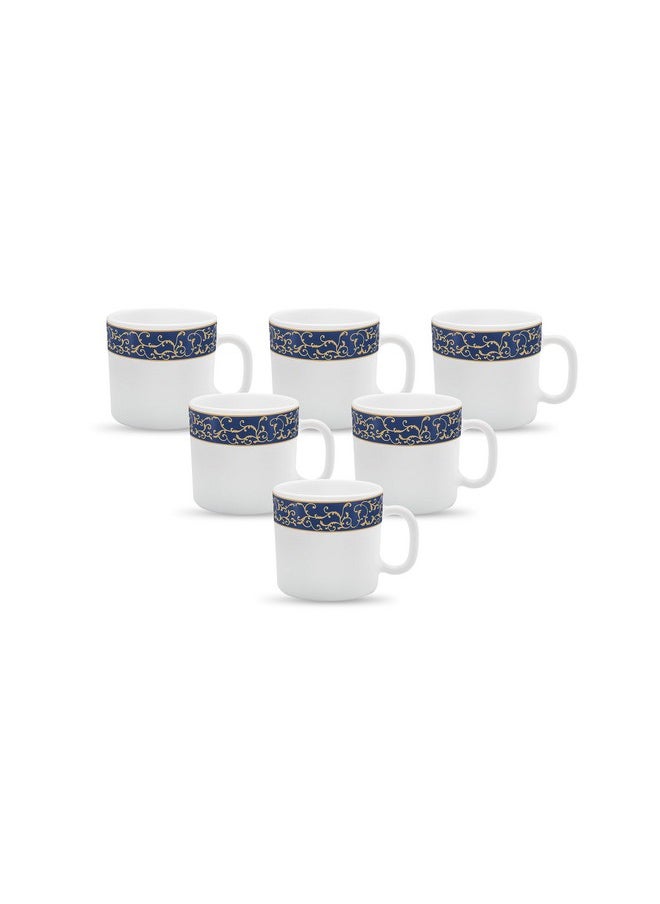 La Opala La Opala Diva, Sovrana Collection, Opal Glass Coffee Mug Set 6 pcs, Anassa Blue, White  - Image 1