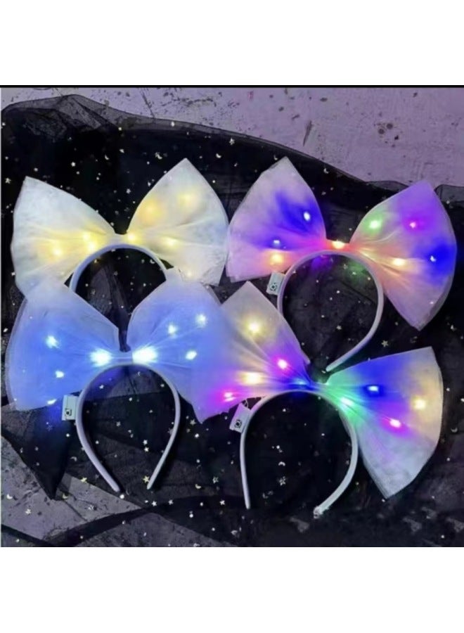 Stall Toy Night Market Explosions Luminous Headband Stall With Light Small Gift Headwear Cat Ear Rabbit Ear Headband Bar-Color:Mesh Big Bow Headband Mix And Match - Image 1