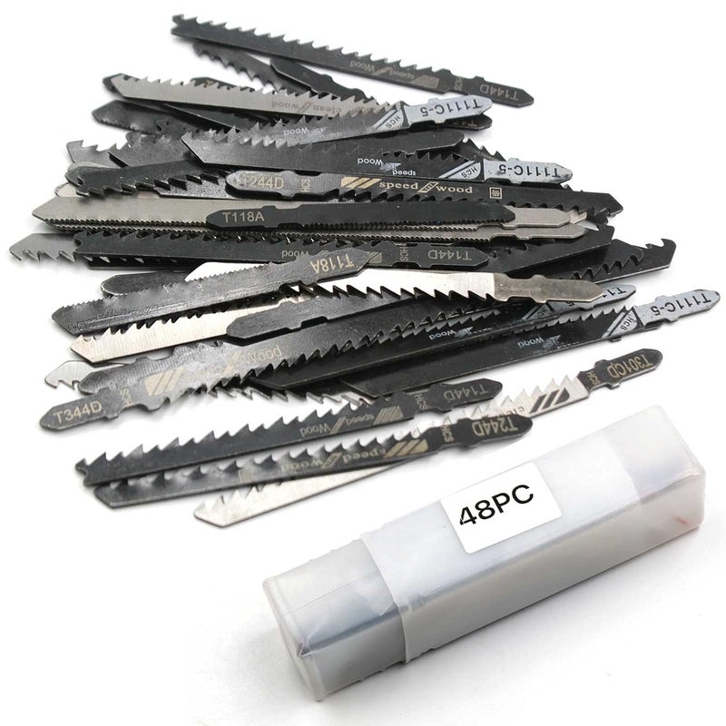 Gihunk 48pcs Jigsaw Blades, Contractor Assorted T Shank Jig Saw Blades Set, Multi-Purpose HCS/HSS Saw Blades for Wood, Plastic, Metal Cutting - Image 5