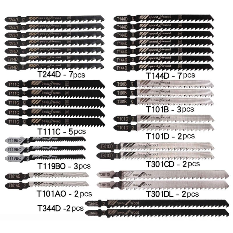Gihunk 48pcs Jigsaw Blades, Contractor Assorted T Shank Jig Saw Blades Set, Multi-Purpose HCS/HSS Saw Blades for Wood, Plastic, Metal Cutting - Image 2