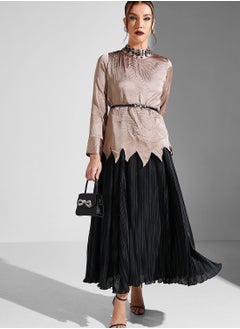 Plisse Belted Dress