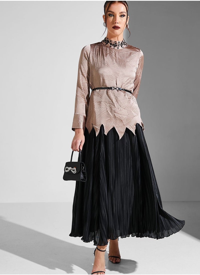 Threadz by Ajooni - Plisse Belted Dress - Image 1