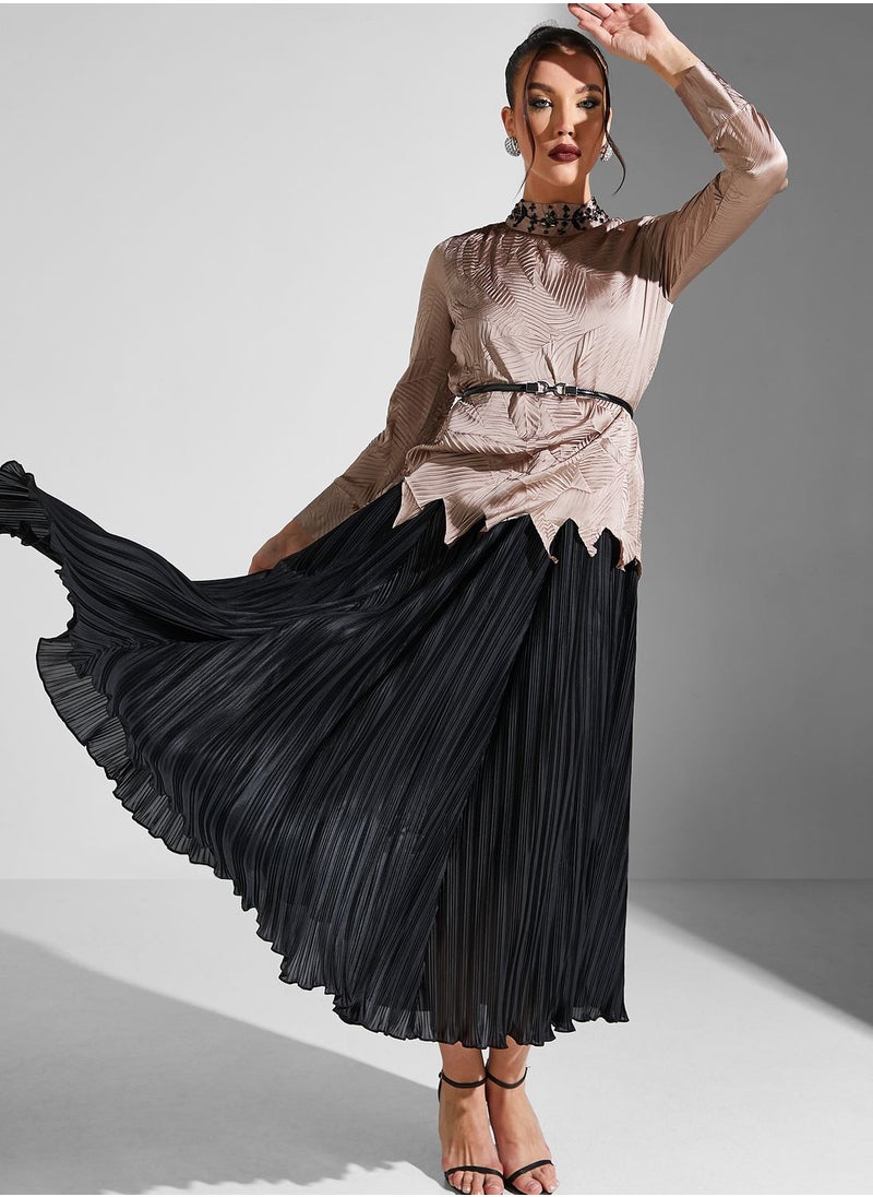 Threadz by Ajooni - Plisse Belted Dress - Image 1
