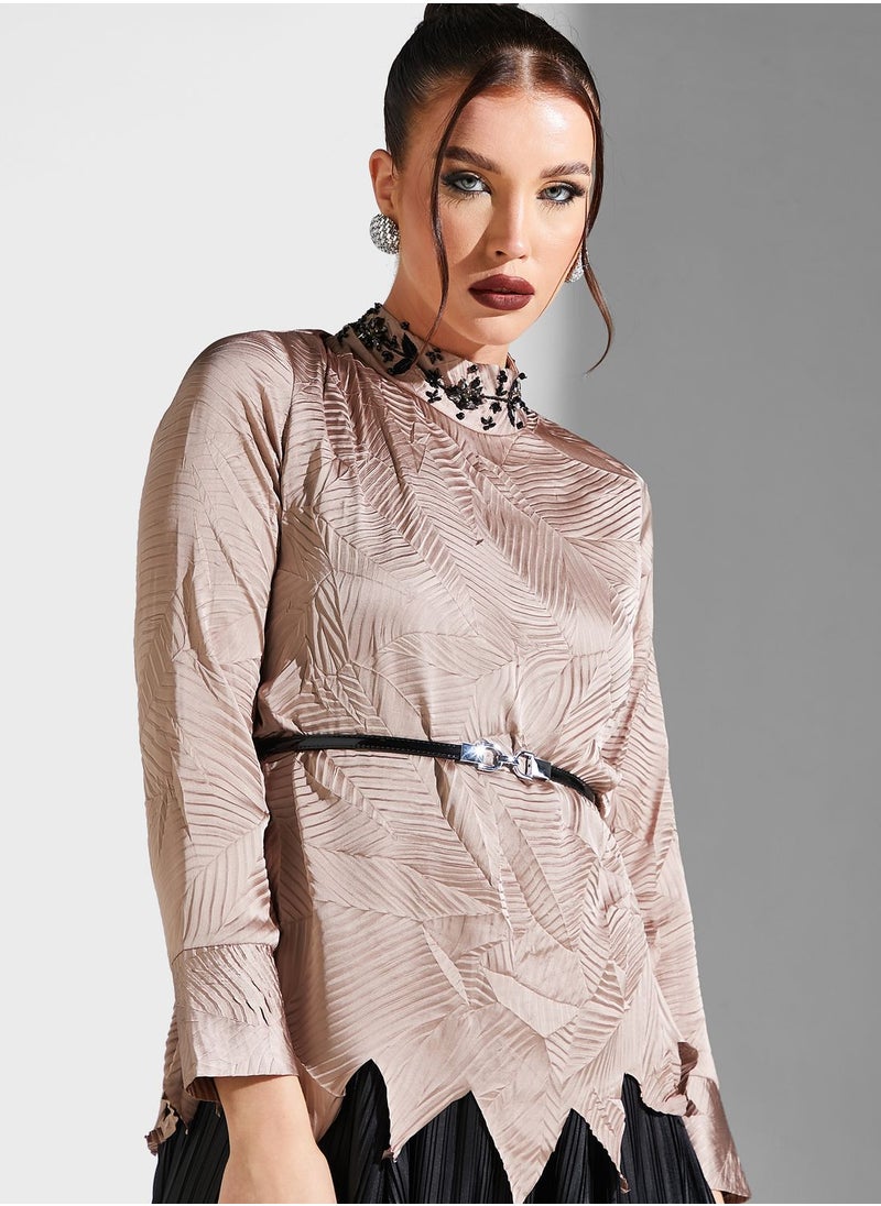 Threadz by Ajooni - Plisse Belted Dress - Image 1