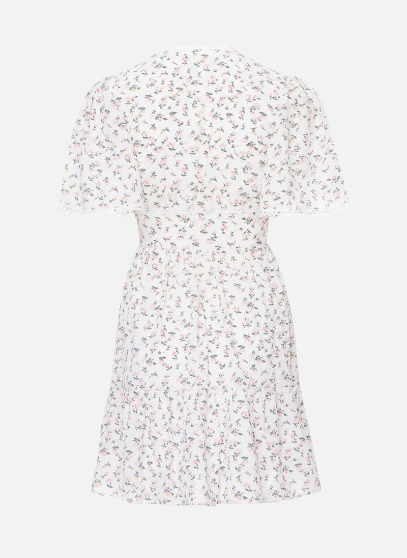 Lichi  Mini dress trimmed with broderie anglaise for Women | Best Price UAE
