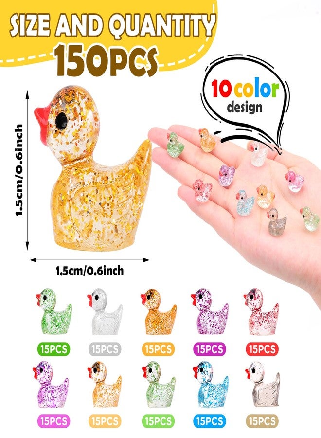 NEOACT 150 Pcs Glitter Mini Resin Ducks,Colorful Mini Duck Figures to Hide,Tiny Plastic Ducks Bulk for Micro Landscape Dollhouse Fairy Garden Decor Party Favors Toys - Image 2