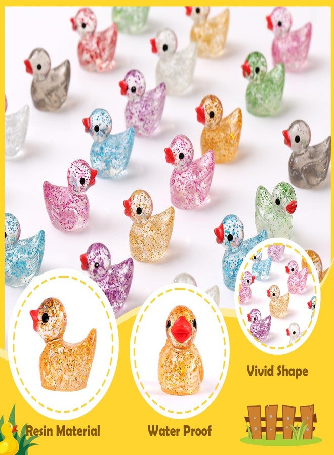 NEOACT 150 Pcs Glitter Mini Resin Ducks,Colorful Mini Duck Figures to Hide,Tiny Plastic Ducks Bulk for Micro Landscape Dollhouse Fairy Garden Decor Party Favors Toys - Image 3