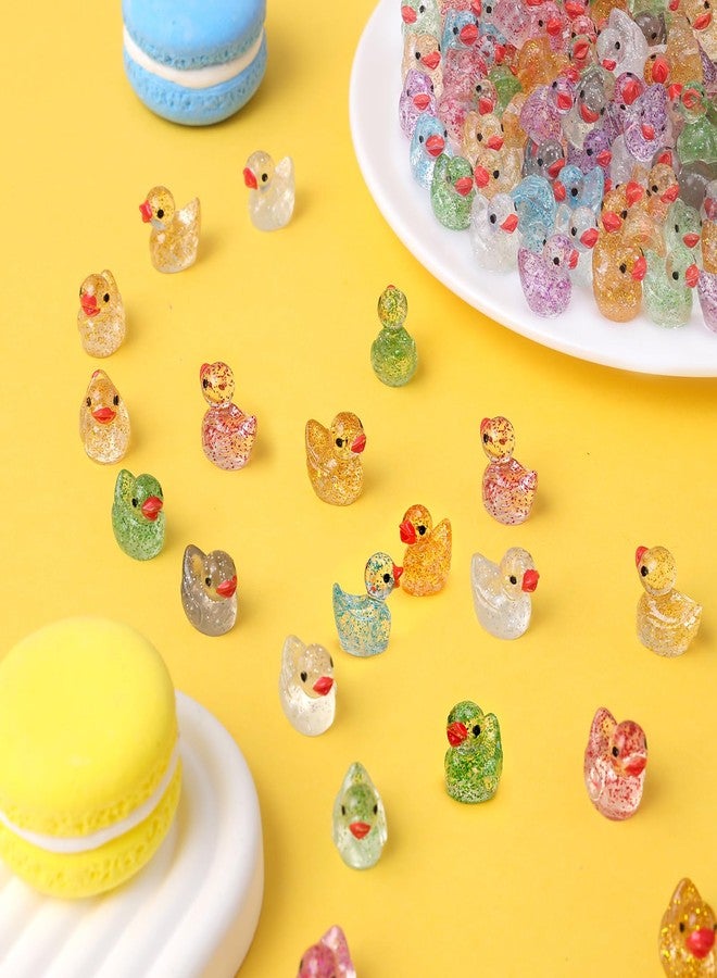 NEOACT 150 Pcs Glitter Mini Resin Ducks,Colorful Mini Duck Figures to Hide,Tiny Plastic Ducks Bulk for Micro Landscape Dollhouse Fairy Garden Decor Party Favors Toys - Image 5
