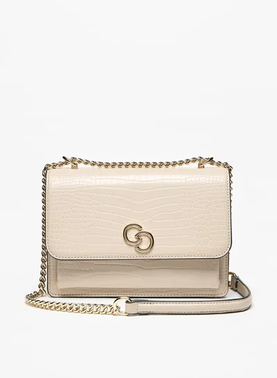 Celeste Women's Textured Crossbody Bag with Chain Strap and Flap Closure